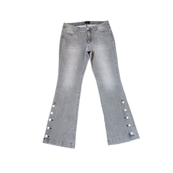 G by Giuliana Faded Low Rise Denim Jeans Leg Grommets Womens Size 12 Gray - Picture 1 of 6